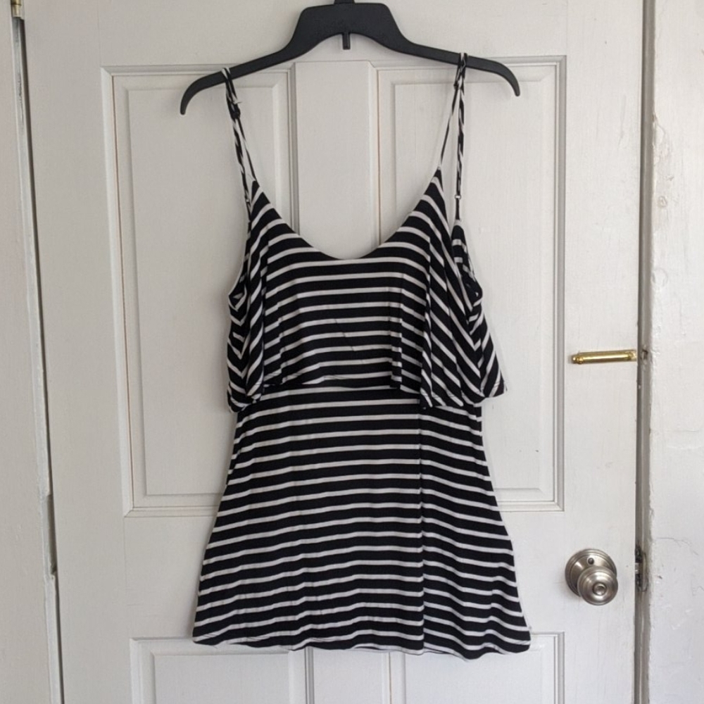Black and white striped mini dress